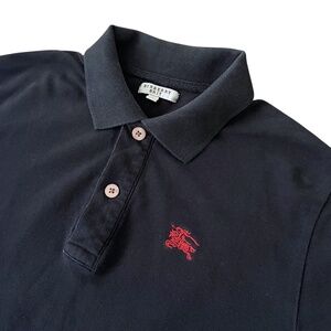 Burberry Black Polo Shirt with Red Logo